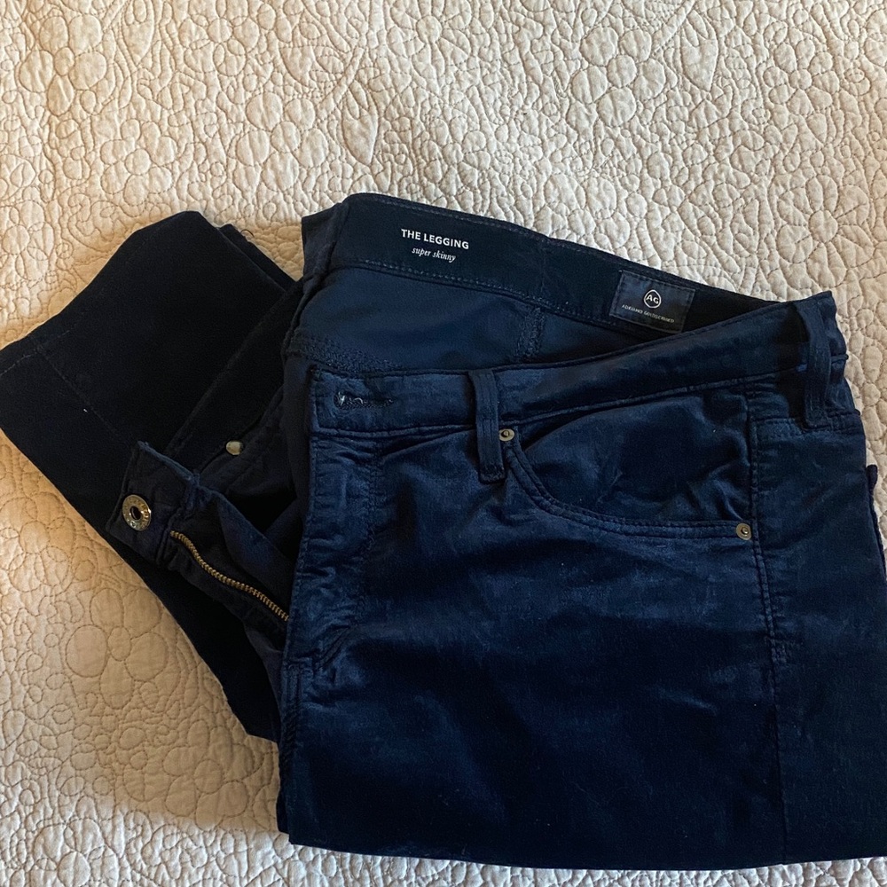 Navy Blue Velvet Leggings